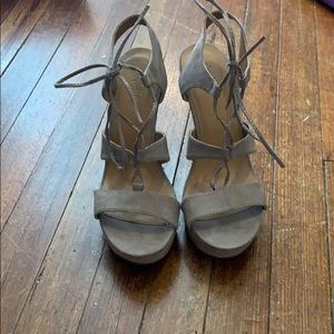 Beige wedge sandals